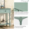 Console Table Traditional Design with Two Drawers and Bottom Shelf Acacia Mangium (Retro blue)