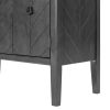 U-style, Storage Cabinet Wooden Cabinet with Adjustable Shelf, Antique Gray, Entryway, Living Room, Study Room