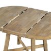 Farmhouse Round Extendable Dining Table with 16" Leaf Wood Kitchen Table (Natural Wood Wash)