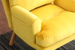 Soft Comfortable 1pc Accent Click Clack Chair with Ottoman Yellow Fabric Upholstered Oak Finish Legs Living Room Furniture