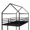 Bunk Beds for Kids ,House Bunk Bed Metal Bed Frame Built-in Ladder,No Box Spring Needed Black