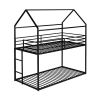 Bunk Beds for Kids ,House Bunk Bed Metal Bed Frame Built-in Ladder,No Box Spring Needed Black