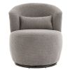 Grey Plush Swivel Accent Chair - Contemporary Round Armchair with 360¬∞ Rotation and Metal Base for Living Room Elegance