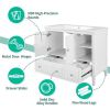 [VIDEO] 36" Bathroom Vanity with Ceramic Basin, Bathroom Storage Cabinet with Two Doors and Drawers, Solid Frame, Metal Handles, White