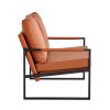 Stylish Two-Seater Sofa Chair with 2 Pillows - Comfortable PU Leather, High-Density Foam - Modern Design, Easy to Clean - Sturdy Metal Frame - Perfect