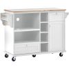 Kitchen Island Cart with Storage Cabinet and Two Locking Wheels,Solid wood desktop,Microwave cabinet,Floor Standing Buffet Server Sideboard for Kitche