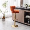 Bar Stools With Back and Footrest Counter Height Dining Chairs-Velvet Orange-2PCS/SET