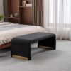 New Boucle Fabric Loveseat Ottoman Footstool Bedroom Bench Shoe Bench With Gold Metal Legs,Black