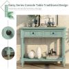 Console Table Traditional Design with Two Drawers and Bottom Shelf Acacia Mangium (Retro blue)