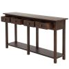 Rustic Brushed Texture Entryway Table Console Table with Drawer and Bottom Shelf for Living Room (Espresso)