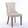 Furniture,Upholstered Wing-Back Dining Chair with Backstitching Nailhead Trim and Solid Wood Legs,Set of 2, Beige,SW8809BG,KD