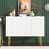 Modern Simple & Luxury Style Sideboard Particle Board & MDF Board Cabinet with Gold Metal Legs & Handles, Adjustable Shelves for Living Room, Dining R