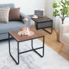 Set of 2 Nesting Coffee Tables with Side Pocket for Living Room Bedroom