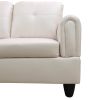 Peaerl White Faux Leather Living Room Sofa Set B