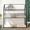 Bunk Beds for Kids ,House Bunk Bed Metal Bed Frame Built-in Ladder,No Box Spring Needed Black