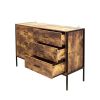 Industrial Style 6 Drawer Double Dresser,Rustic Brown Wood Storage Dresser Clothes Organizer with Sturdy Steel Frame, Chest with 6 Drawer, Storage Cab