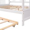 Full Size Daybed Wood Bed with Twin Size Trundle,White