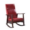 Raina Rocking Chair; Red PU & Espresso Finish