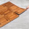 27pcs Wood Interlocking Deck Tiles 11.8"x11.8", Waterproof Flooring Tiles for Indoor and Outdoor, Patio Wood Flooring for Patio Porch Poolside Balcony