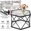 Modern Accent Geometric Glass Coffee Table