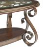 Coffee Table with Glass Table Top and Powder Coat Finish Metal Legs Dark Brown