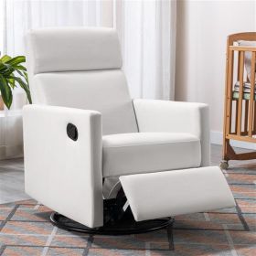 Modern Upholstered Rocker Nursery Chair Plush Seating Glider Swivel Recliner Chair, Beige (Color: as picture)