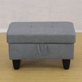 Grey Linen Living Room Sofa Ottoman (Color: Grey)