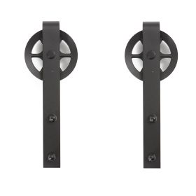 2 Pcs Black Rustic Carbon Steel Sliding Wood Barn Door Hardware Hanger Roller (Style: B01 Roller)