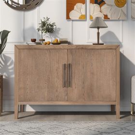 U-Style Storage Cabinet Sideboard Wooden Cabinet with 2 Metal handles and 2 Doors for Hallway, Entryway, Living Room (Color: as picture)