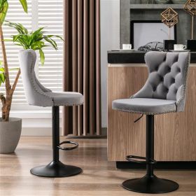 Furniture,Swivel Velvet Barstools Adjusatble Seat Height from 25-33 Inch,17.7 inch base, Modern Upholstered Bar Stools with Backs Comfortable Tufted f (Color: as picture)