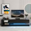 TV Stand with Two Media Storage Cabinets Modern High Gloss Entertainment Center for 75 Inch TV, 16-color RGB LED Color Changing Lights for Living Room