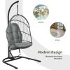 Hanging Wicker Egg Chair with Stand and Cushion